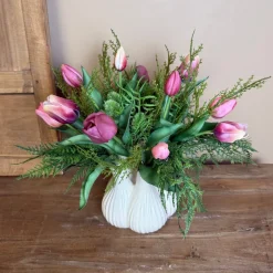 Toetervaas Met Real Touch Tulpen Boeket | Chique-Living