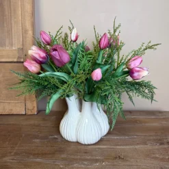 Toetervaas Met Real Touch Tulpen Boeket | Chique-Living