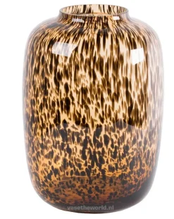 Vaas Arctic Leopard Bruin – Glazen Panter Vaas in 2 Maten | Vase The World