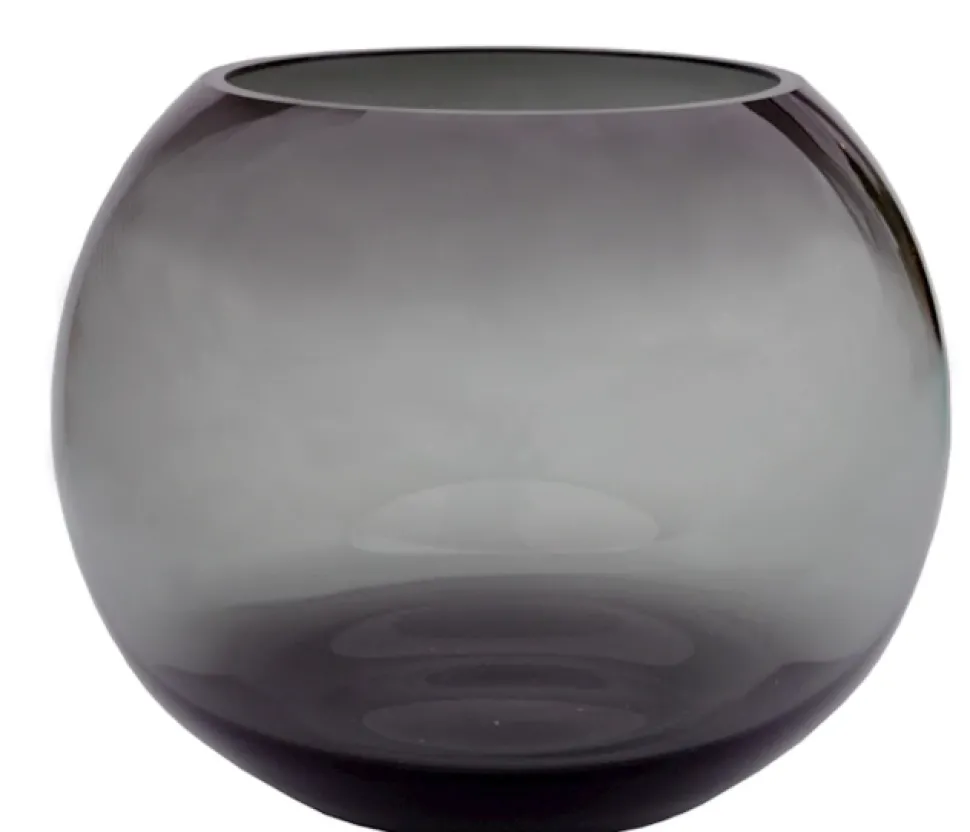 Vaas Rond 'Zambezi' | Smoke Grey | Ø25 x H20,5 cm | Chique-Living