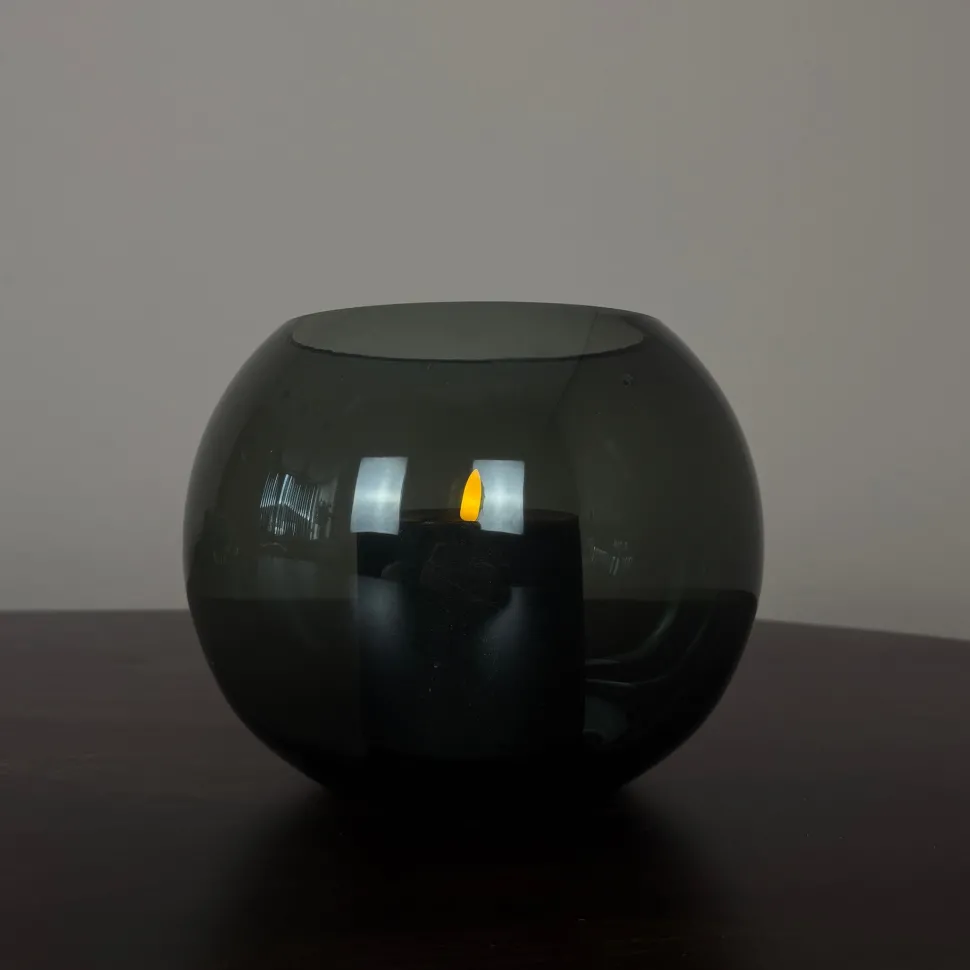 Vaas Rond 'Zambezi' | Smoke Grey | Ø25 x H20,5 cm | Chique-Living
