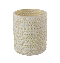 Waxinelichthouder ‘Dots’ | Creme/Goud | Verkrijgbaar in 2 maten | Chique-Living