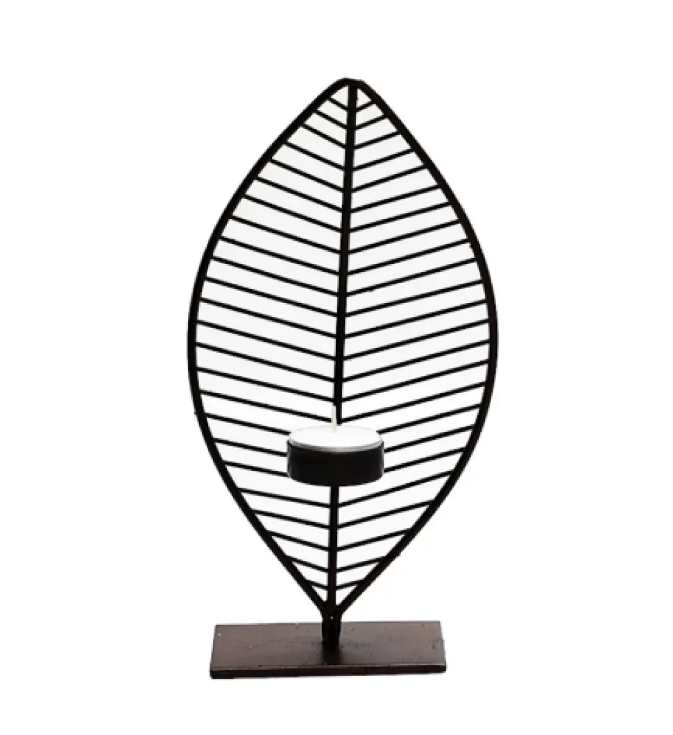 Waxinelichthouder ‘Leaf’ Bronze – 2 Maten | Chique-Living