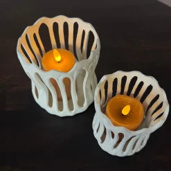 Waxinelichthouder 'TIVOLI' | Creme | In 2 maten | Chique-Living