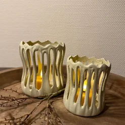 Waxinelichthouder ‘Tivoli’ Beige | In 2 maten | Chique-Living
