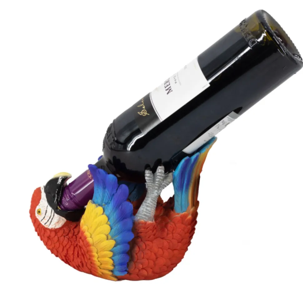 Wijnhouder Papegaai – Decoratieve Flessenhouder | 19,5 cm