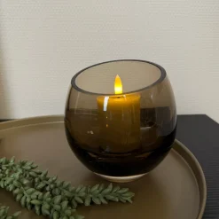 Windlicht Taupe Smoke Glas | Verkrijgbaar in 2 maten | Chique-Living