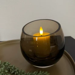 Windlicht Taupe Smoke Glas | Verkrijgbaar in 2 maten | Chique-Living