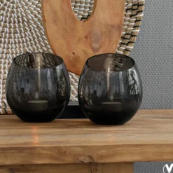 Windlicht Zwart Smoke Glas ‘Moho’ | Verkrijgbaar in 2 maten | Chique-Living