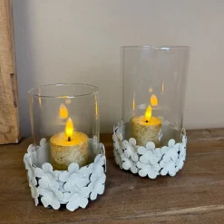 Windlichtje ‘Flowers’ Beige | In 2 maten | Chique-Living