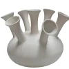XL Toetervaas Beige – Aluminium Vaas met 7 Toeters | Perfect voor Zijden Bloemen