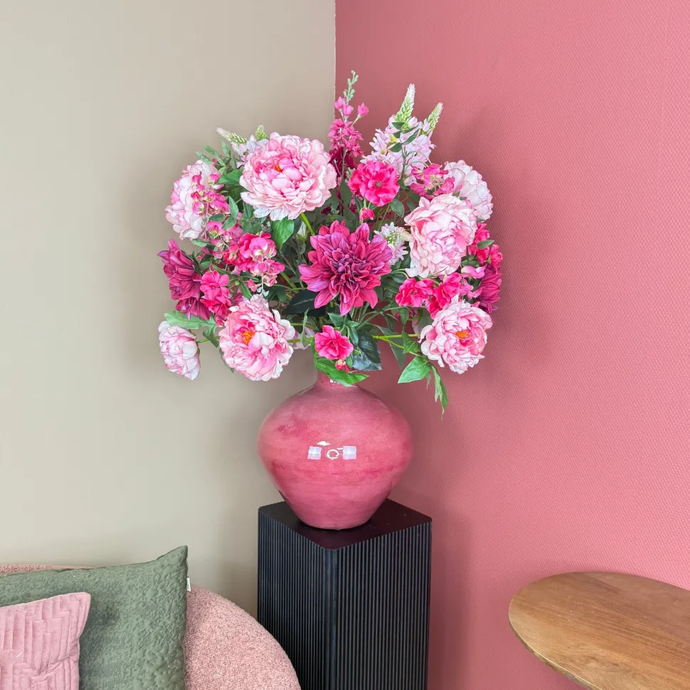 XXL Kunstbloemen Boeket ‘Pink’ - Inclusief Fuchsia Vaas | B70xH100cm | Chique-Living