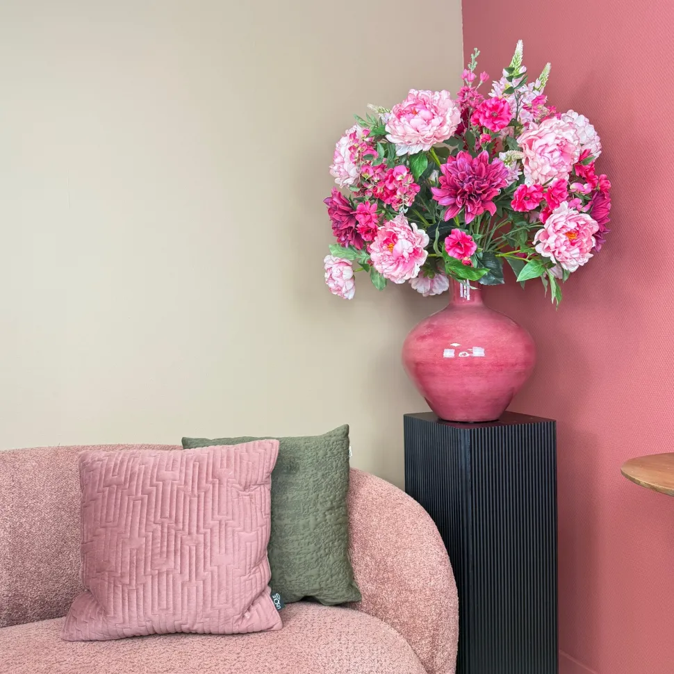 XXL Kunstbloemen Boeket ‘Pink’ - Inclusief Fuchsia Vaas | B70xH100cm | Chique-Living