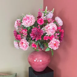XXL Kunstbloemen Boeket ‘Pink’ - Inclusief Fuchsia Vaas | B70xH100cm | Chique-Living