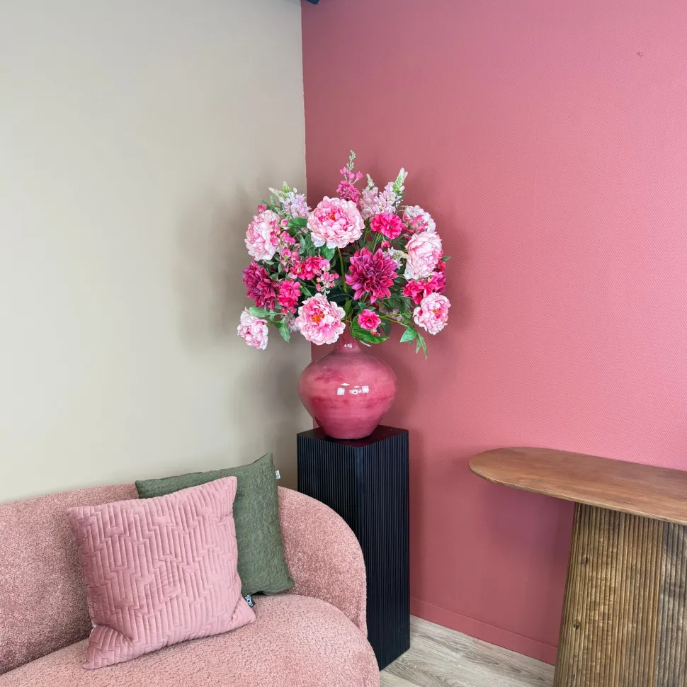XXL Kunstbloemen Boeket ‘Pink’ - Inclusief Fuchsia Vaas | B70xH100cm | Chique-Living
