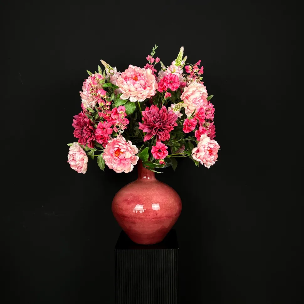 XXL Kunstbloemen Boeket ‘Pink’ - Inclusief Fuchsia Vaas | B70xH100cm | Chique-Living