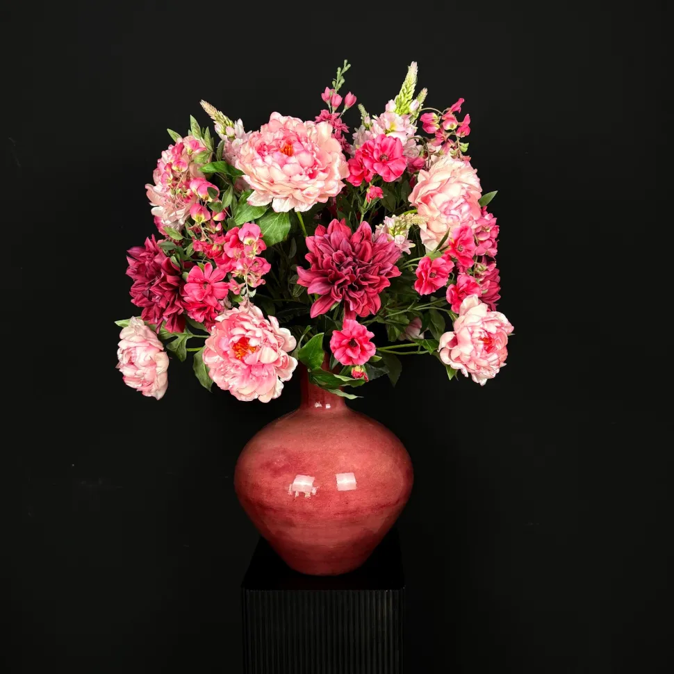 XXL Kunstbloemen Boeket ‘Pink’ - Inclusief Fuchsia Vaas | B70xH100cm | Chique-Living