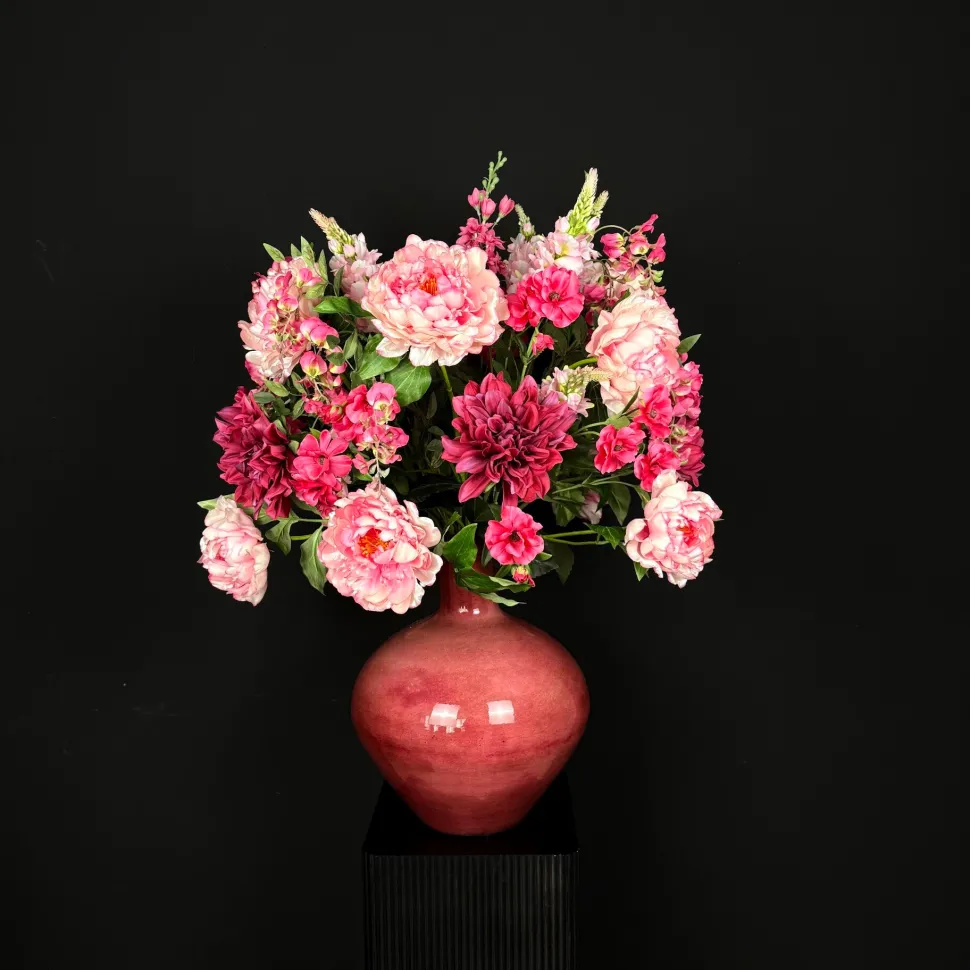 XXL Kunstbloemen Boeket ‘Pink’ - Inclusief Fuchsia Vaas | B70xH100cm | Chique-Living