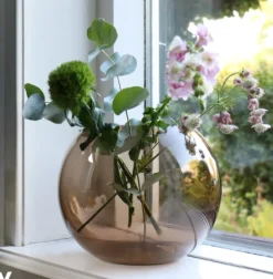 Zambezi Vaas Rond Smoke Brown – Ø25 x H20,5 cm | Glazen design