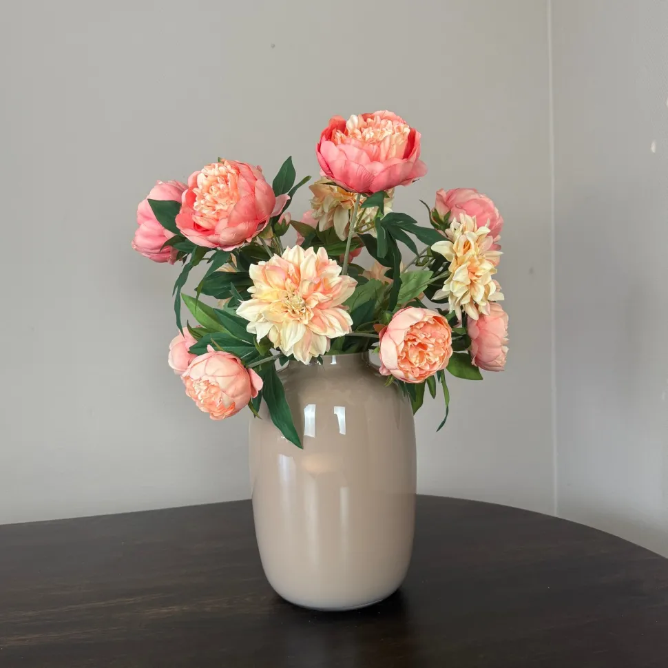 Zijden Bloemen Boeket ‘Dahlia’s & Peonies’ | Met of zonder vaas | Chique-Living