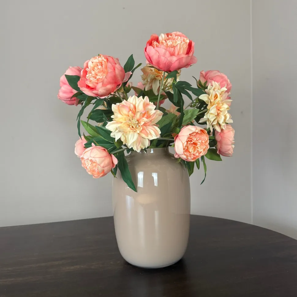 Zijden Bloemen Boeket ‘Dahlia’s & Peonies’ | Met of zonder vaas | Chique-Living