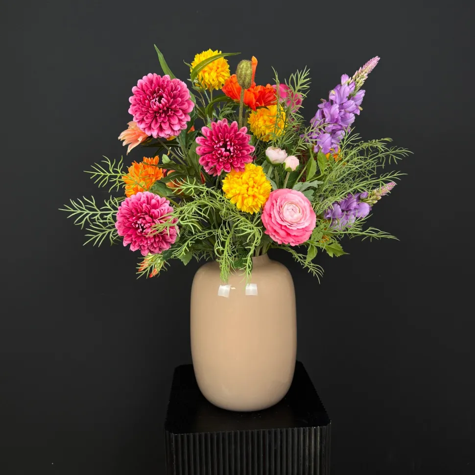 Zijden Bloemen Boeket ‘Happy’ | Met of zonder vaas | Chique-Living