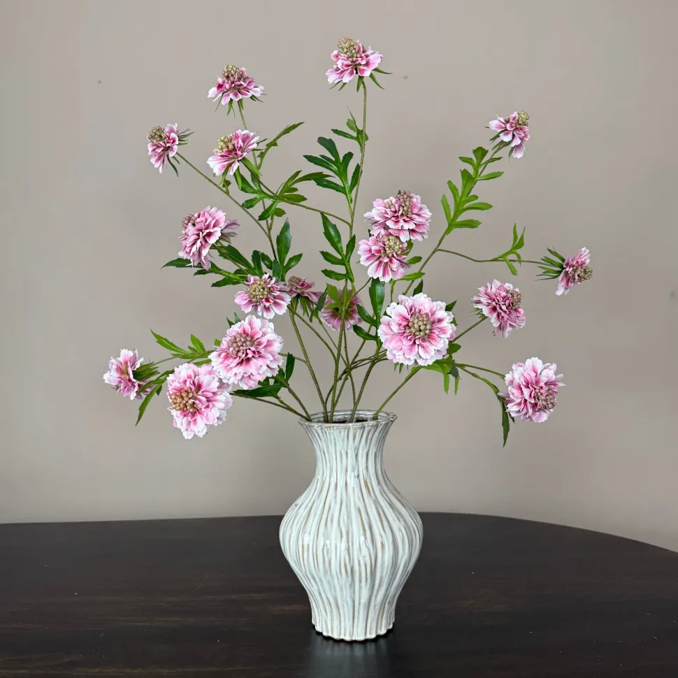 Zijden Bloemen Boeket ‘Scabiosa’ | Inclusief Vaas | Chique-Living