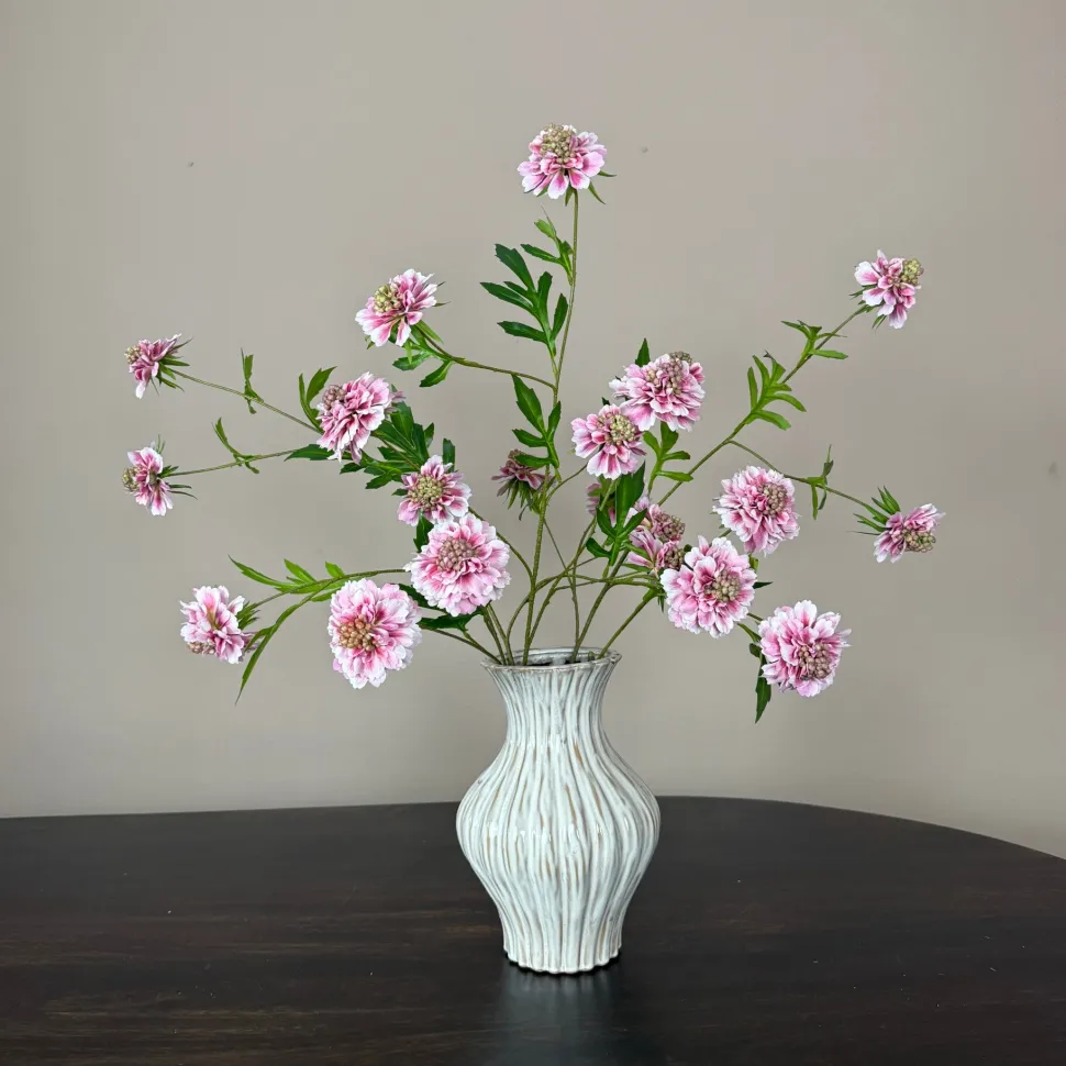 Zijden Bloemen Boeket ‘Scabiosa’ | Inclusief Vaas | Chique-Living