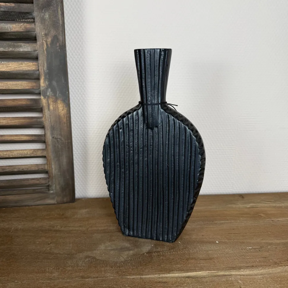 Zwarte Platte Vaas | Colmore Aluminium 18x6x30cm | Chique Living